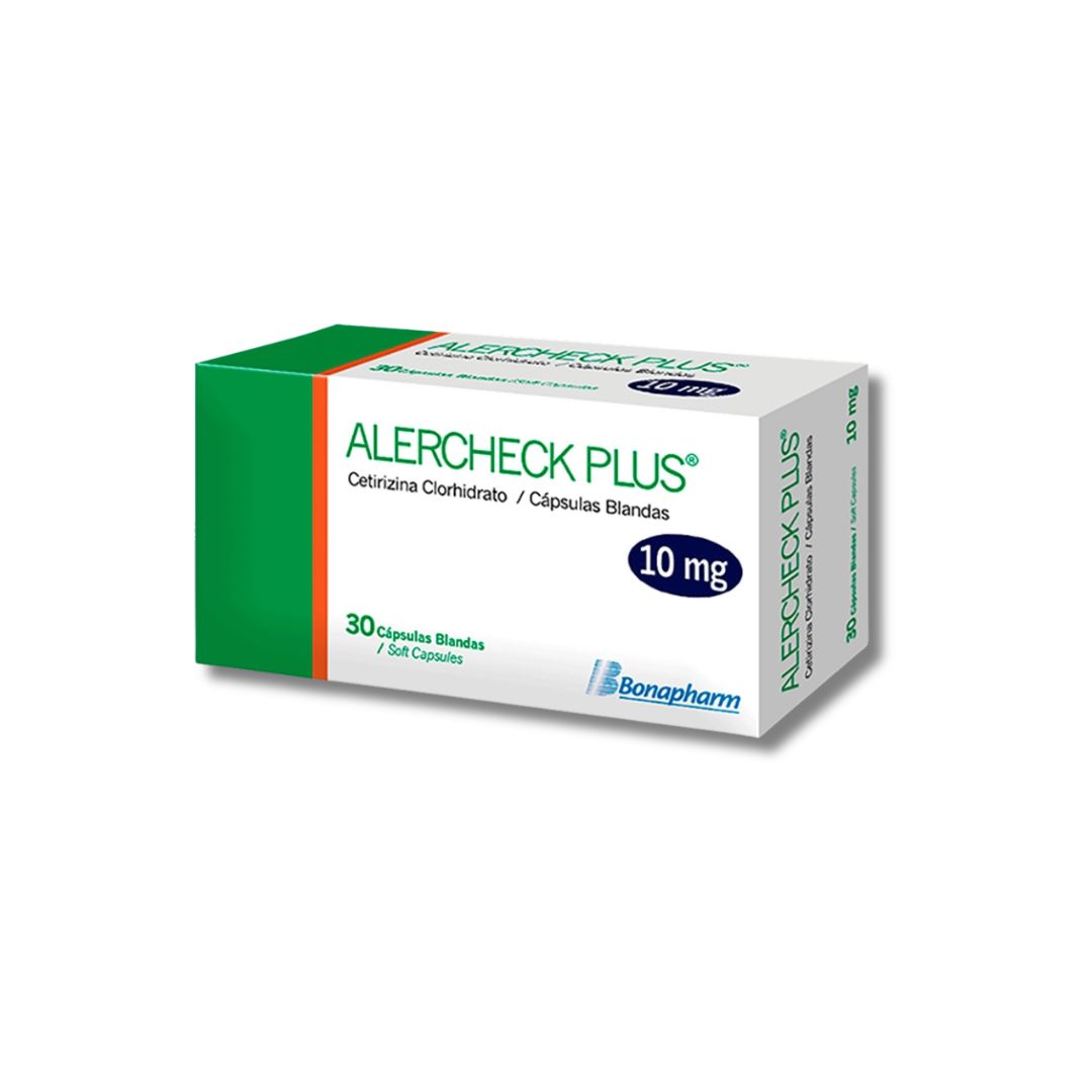 Alercheck Plus ( Cetirizina Clorhidrato 10 mg ) Caja x 30 Capsulas