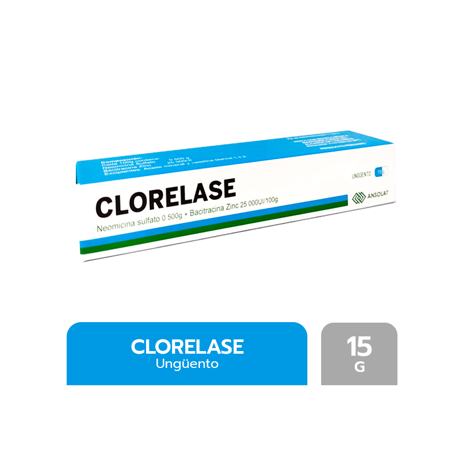 Clorelase ( Neomicina Sulfato 0.500g + Bacitracina Zinc 25 00UI/100 g ) 15 g