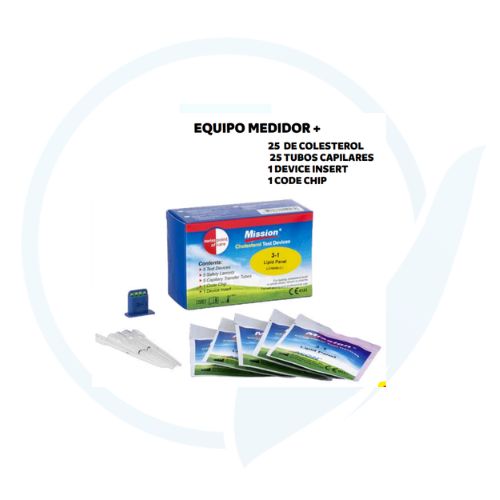 Combo medidor de Colesterol ( 25 de Colesterol + 25 Tubos Capilares + 1 Device Insert + 1 Code Chip )