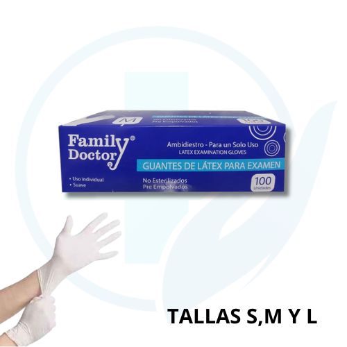 Guantes de Latex para Examen ( Tallas S, M y L ) caja x 100 Und