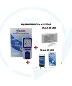 Medidor de Hemoglobina Mission ( Equipo Medidor + Lancetas + Pipetas x 50 und )