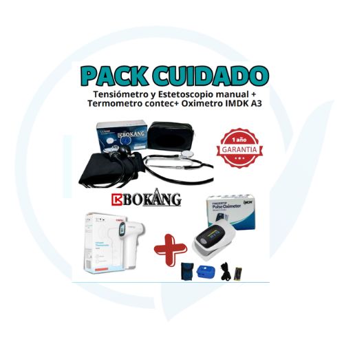 Pack Cuidado Bokang ( Estetoscopio + Estetoscopio Manual + Termometro Contec + Oximetro IMDK A3 )