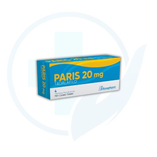 Paris 20 mg ( Tadalafilo ) Caja x 4 Tabletas