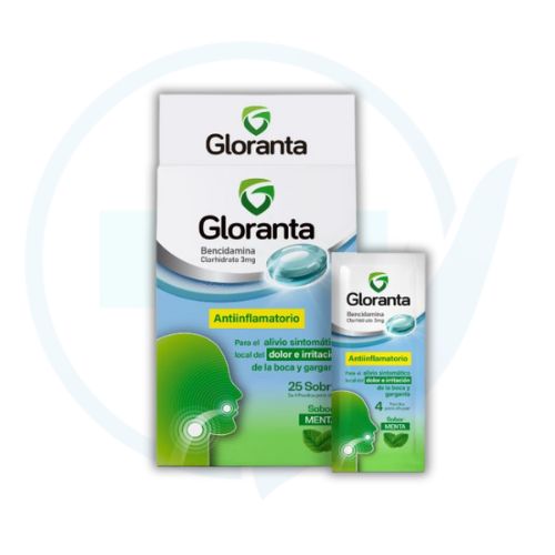 Gloranta Caramelos Sabor a Menta Caja x 25 Sobres x 4 Caramelos