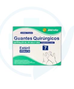 Guantes Quirúrgicos Estéril Talla 7 (Alkhofar) Caja x 50 Pares
