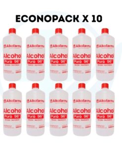 Alcohol 96 x 1 Litro (Alkofarma) EconoPack x 10 Botellas de 1 Litro